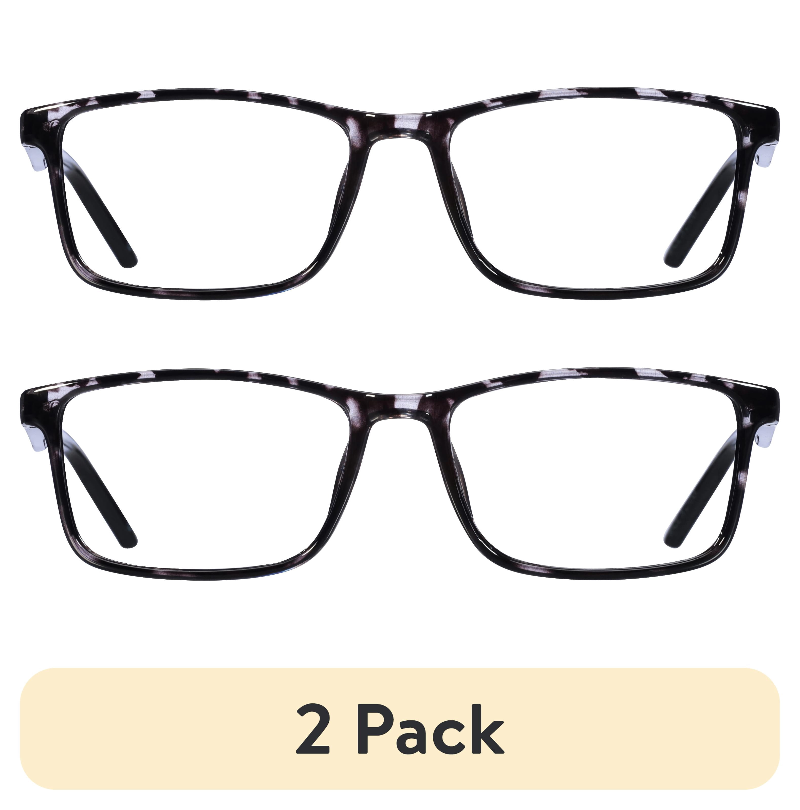 (2 pack) B.E Bio Eyes Mens Rectangular Reading Glasses Made from Recycled Plastic Taro +1.50 in Grey