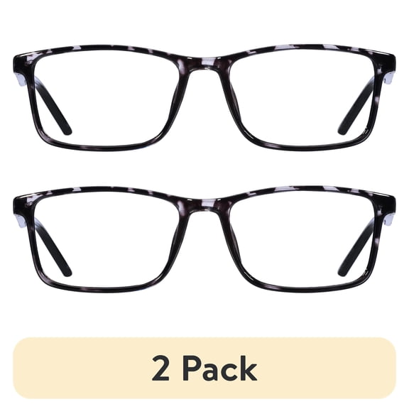 (2 pack) B.E Bio Eyes Mens Rectangular Reading Glasses Made from Recycled Plastic Taro +1.50 in Grey