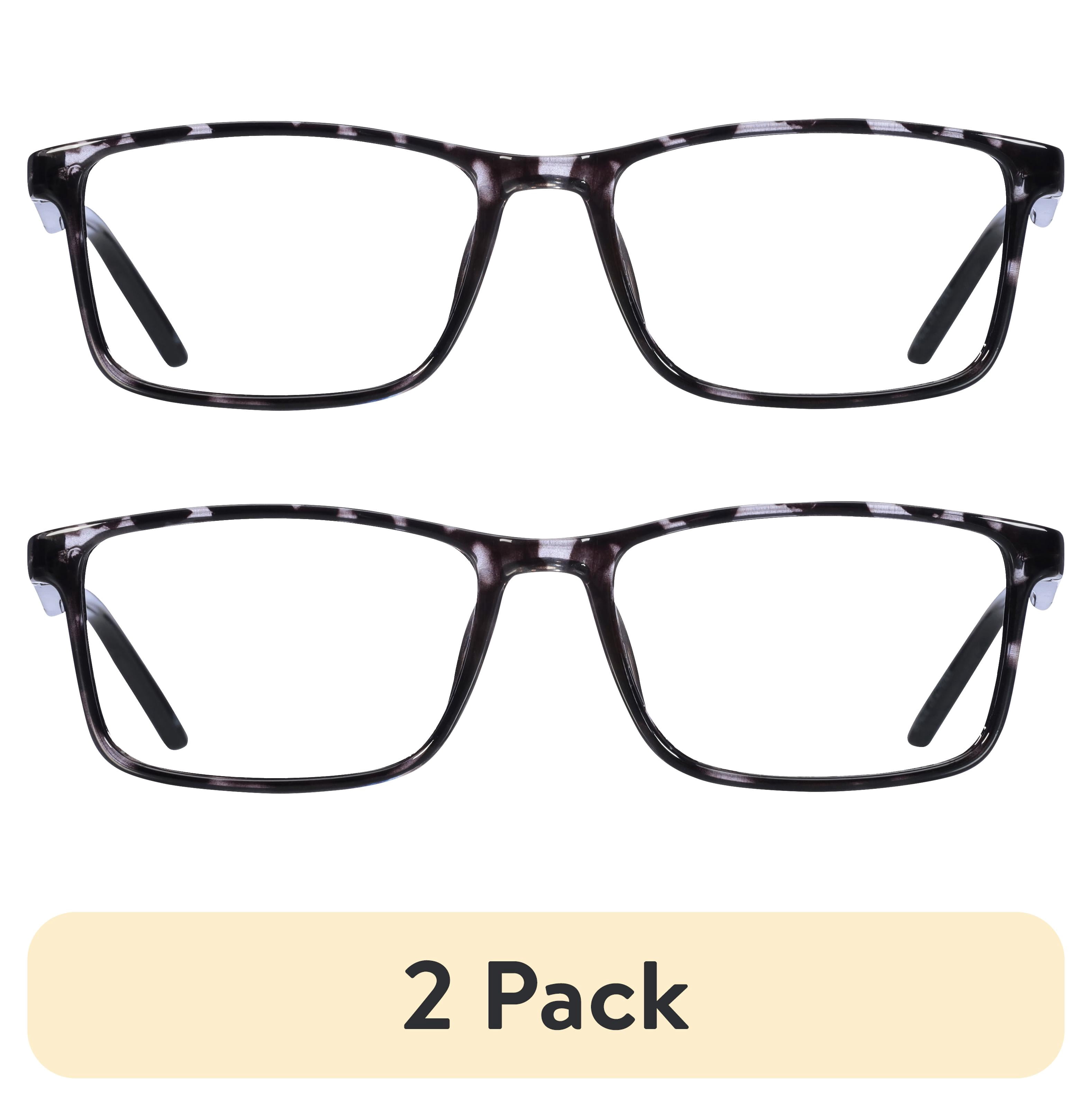 (2 pack) B.E Bio Eyes Mens Rectangular Reading Glasses Made from Recycled Plastic Taro +1.75 in Grey