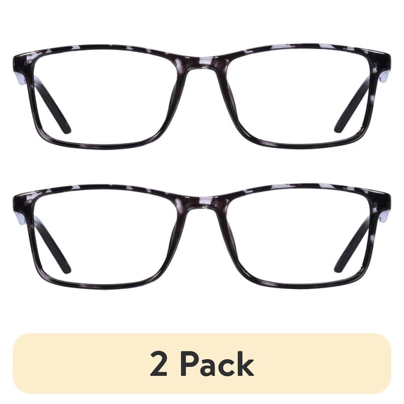 (2 pack) B.E Bio Eyes Mens Rectangular Reading Glasses Made from Recycled Plastic Taro +1.75 in Grey