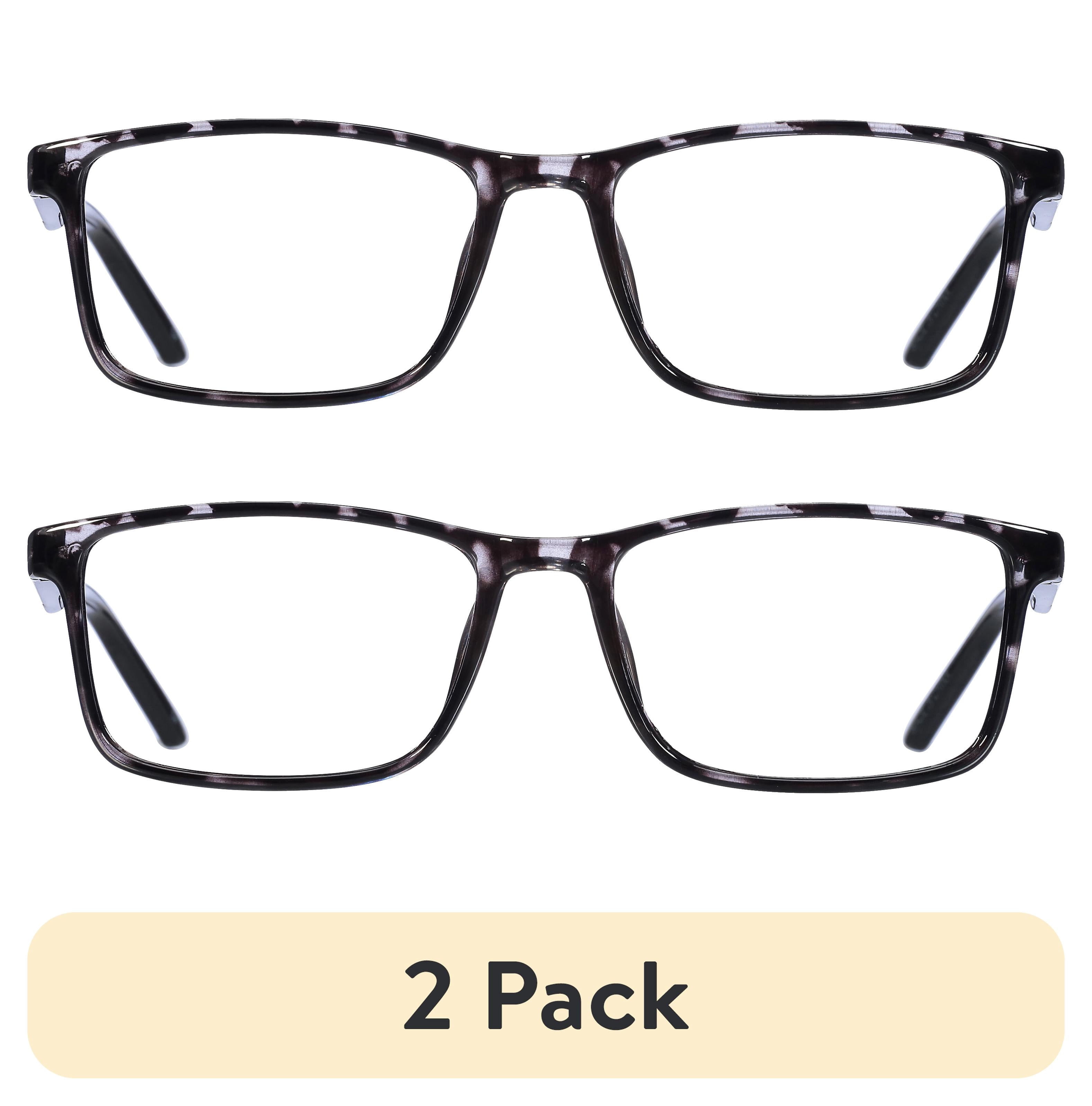 (2 pack) B.E Bio Eyes Mens Rectangular Reading Glasses Made from Recycled Plastic Taro +2.00 in Grey