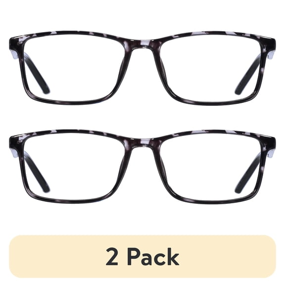 (2 pack) B.E Bio Eyes Mens Rectangular Reading Glasses Made from Recycled Plastic Taro +2.00 in Grey