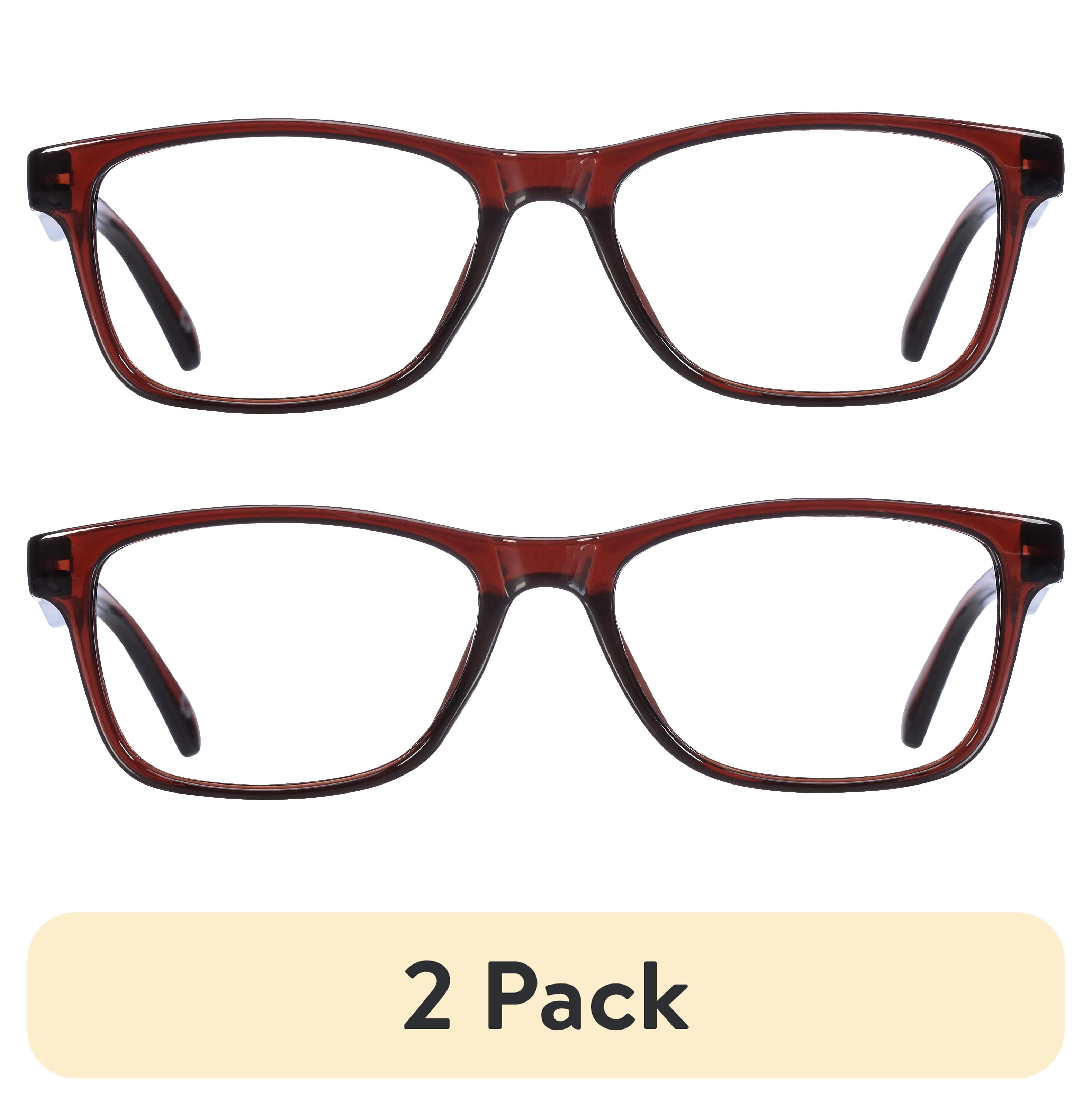 (2 pack) B.E Bio Eyes Mens Rectangular Reading Glasses Made from Recycled Plastic Zera +1.50 in Brown