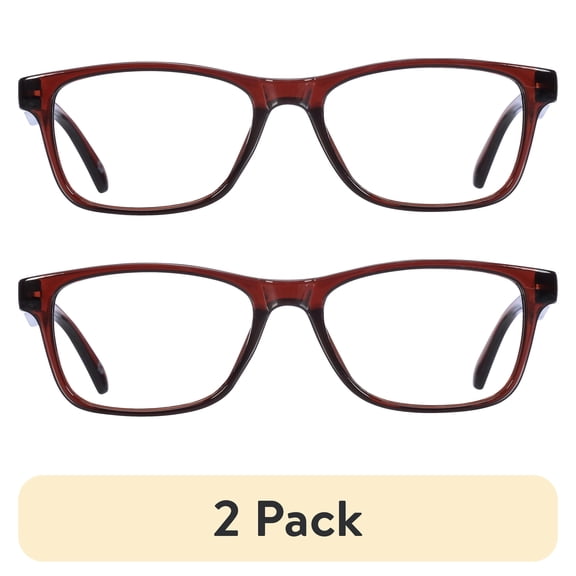 (2 pack) B.E Bio Eyes Mens Rectangular Reading Glasses Made from Recycled Plastic Zera +1.50 in Brown
