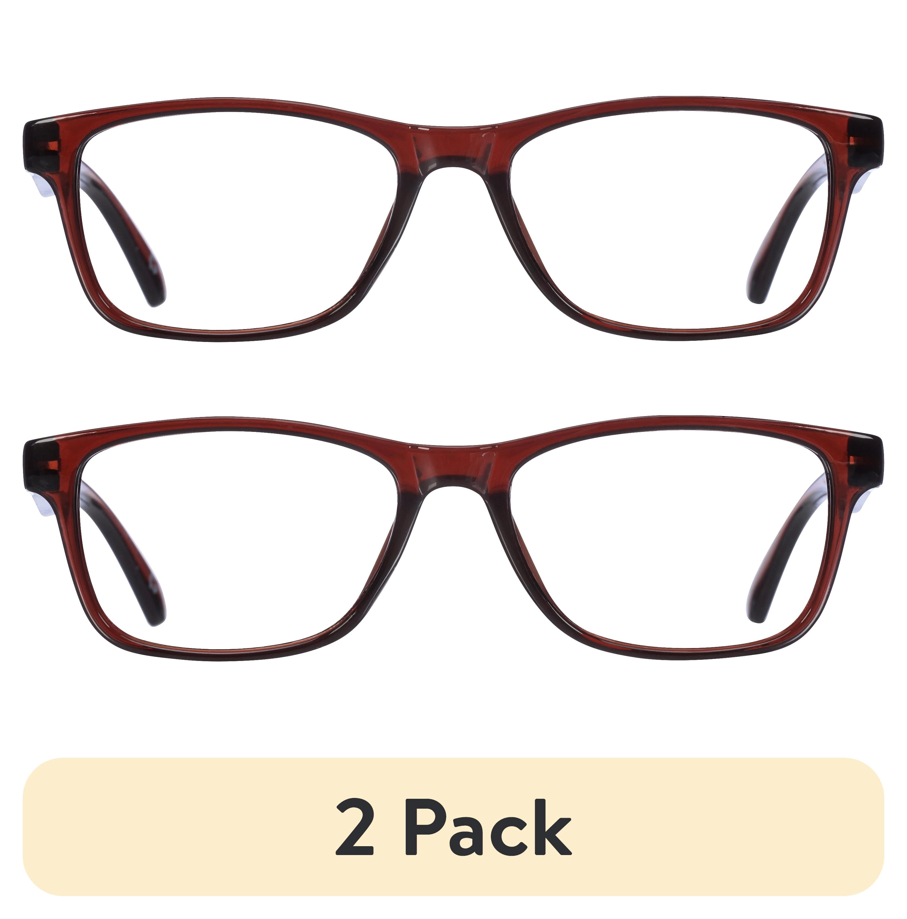 (2 pack) B.E Bio Eyes Mens Rectangular Reading Glasses Made from Recycled Plastic Zera +2.50 in Brown