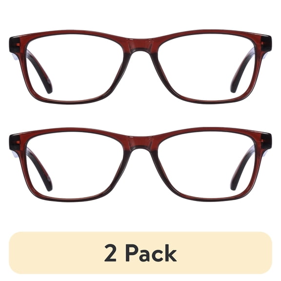 (2 pack) B.E Bio Eyes Mens Rectangular Reading Glasses Made from Recycled Plastic Zera +2.50 in Brown