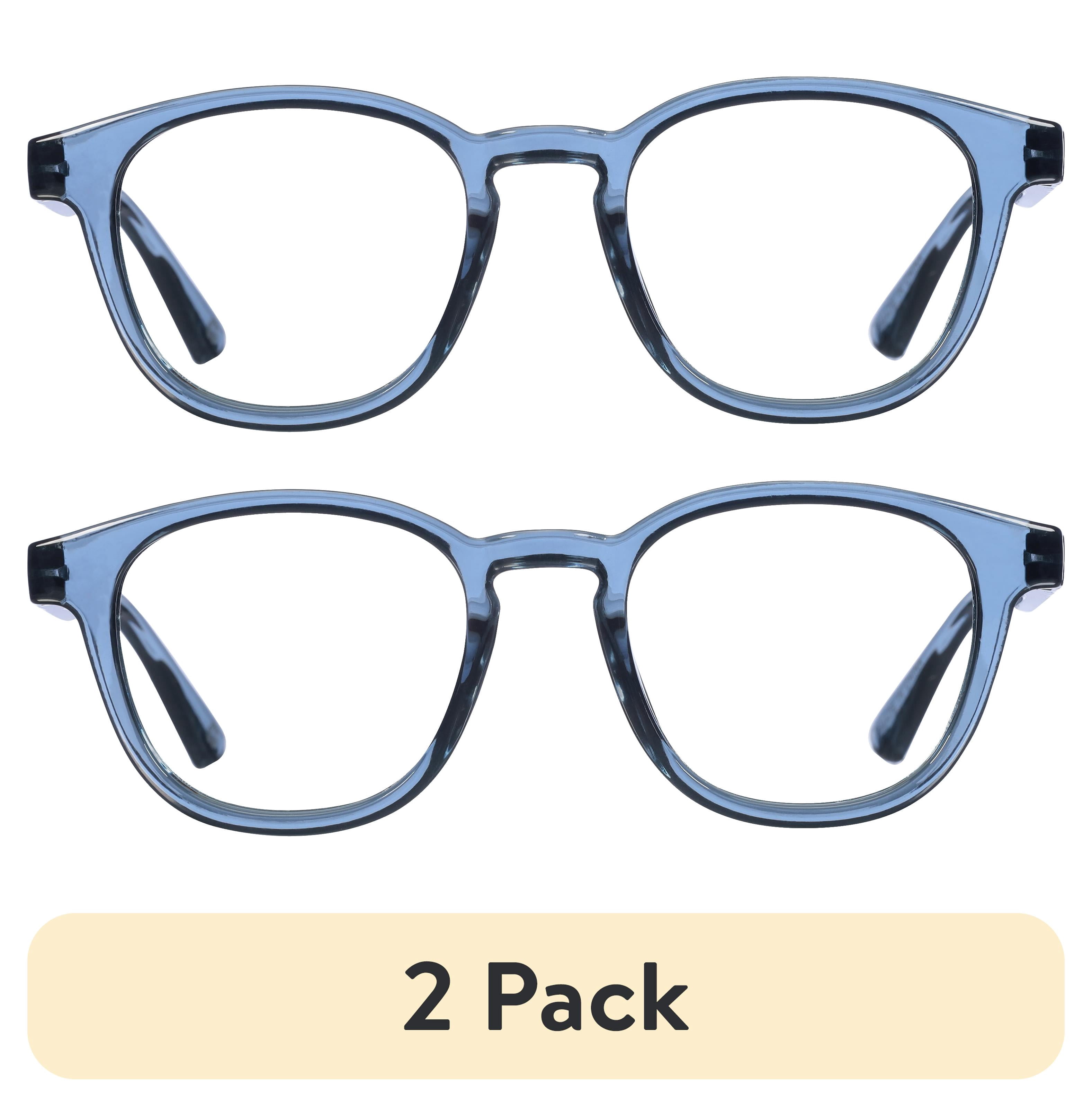 (2 pack) B.E Bio Eyes Unisex Round Reading Glasses Made from Recycled Plastic Basil +2.00 in Blue