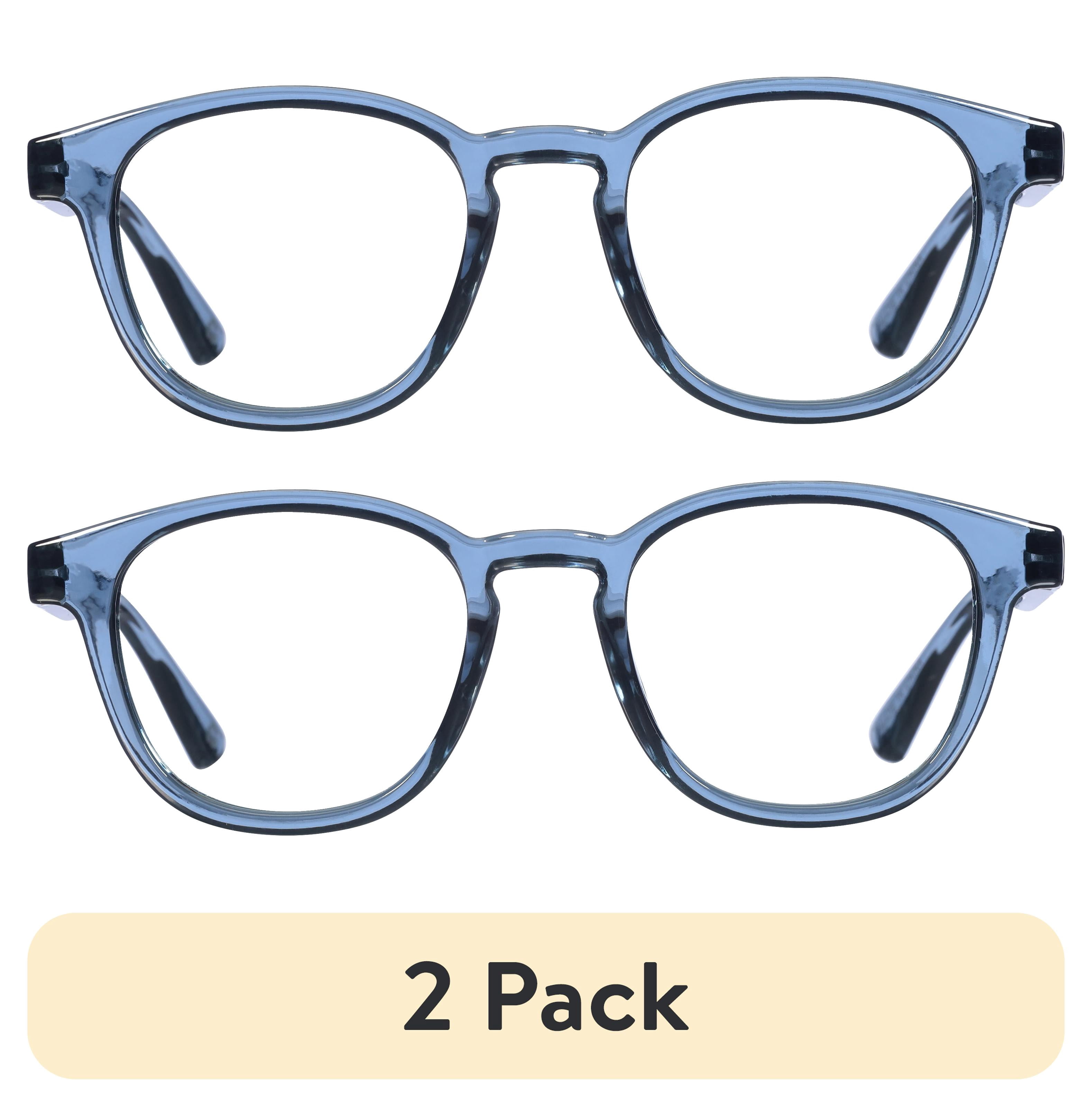 (2 pack) B.E Bio Eyes Unisex Round Reading Glasses Made from Recycled Plastic Basil +2.50 in Blue