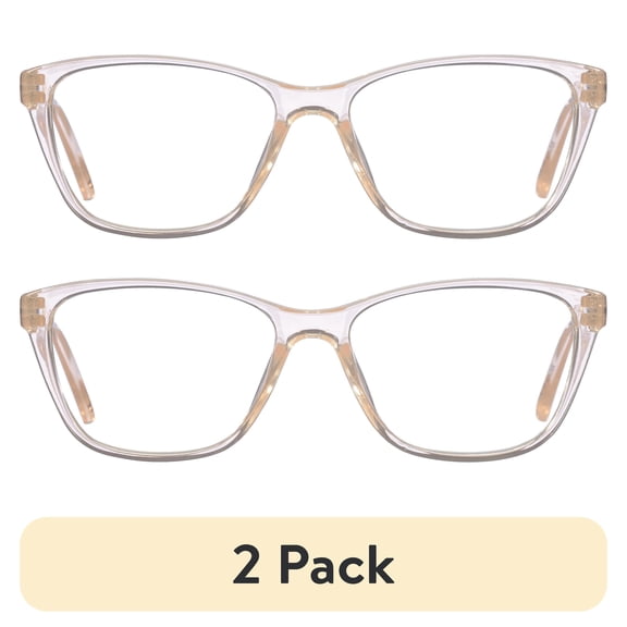 (2 pack) B.E Bio Eyes Womens Cateye Reading Glasses Made from Recycled Plastic Sage +1.75 in Nude