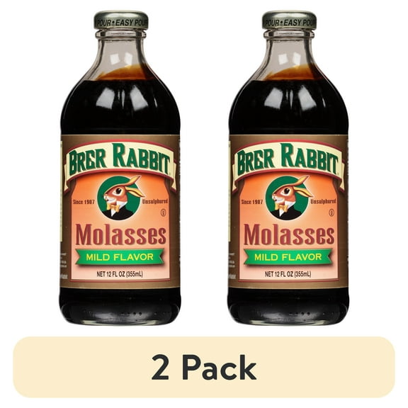 (2 pack) Brer Rabbit Unsulphured Molasses, Mild Flavor, 12 Ounce