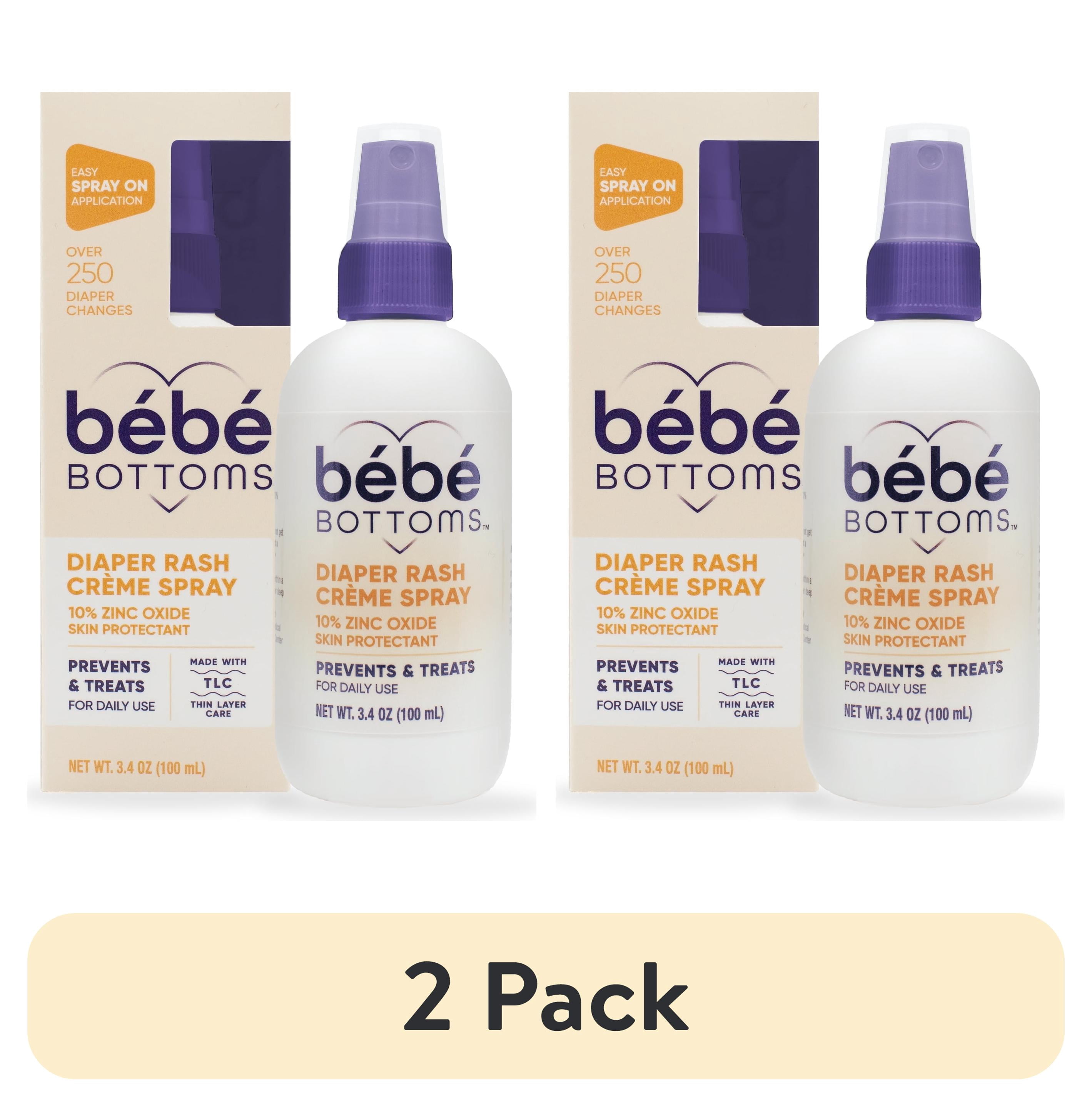 2 pack) Bébé Bottoms Diaper Rash Cream Spray - Paraben, Dye