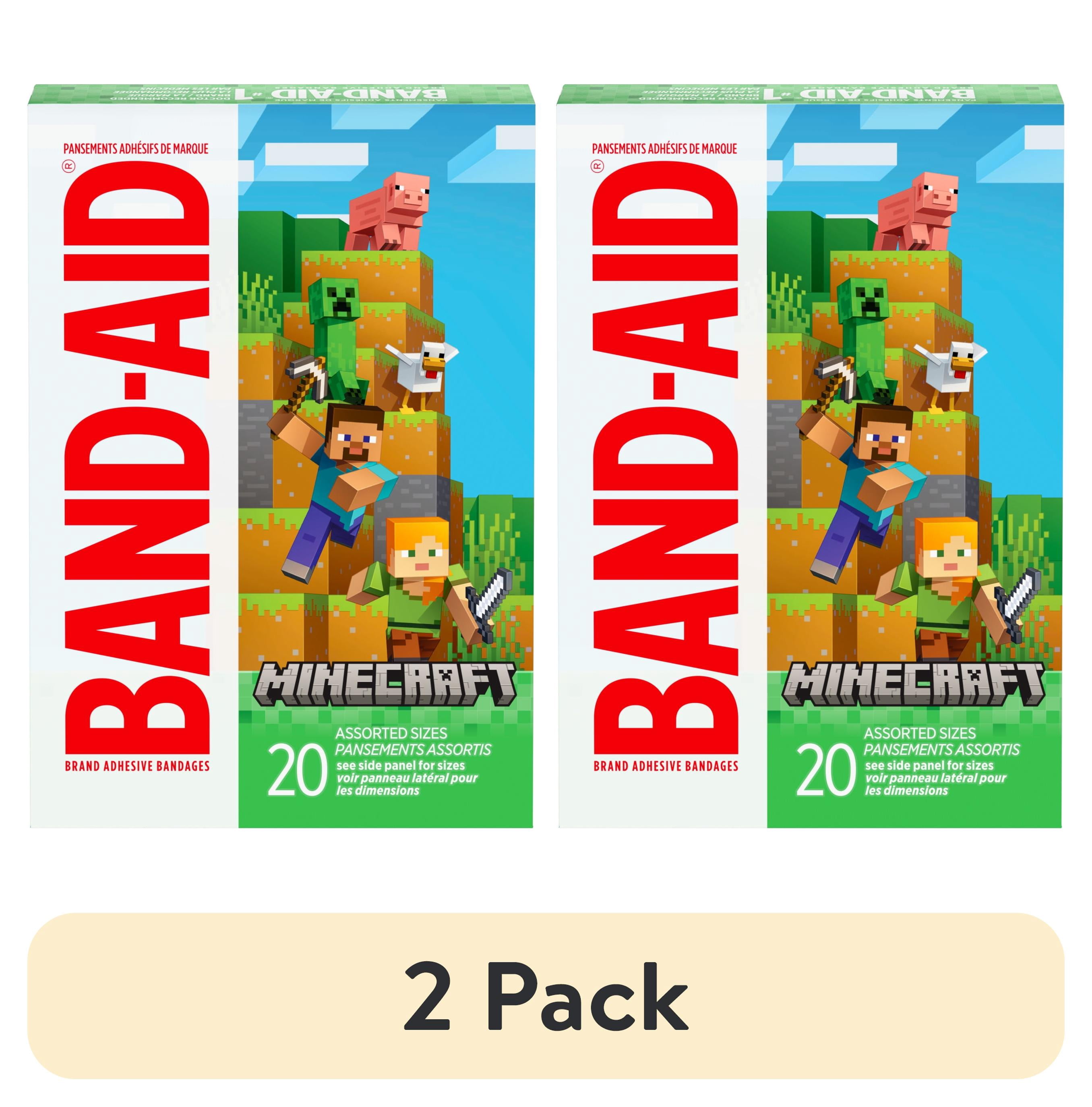 (2 pack) BAND-AID Brand Bandages for Kids, Minecraft Designs, Assorted, 20 Count