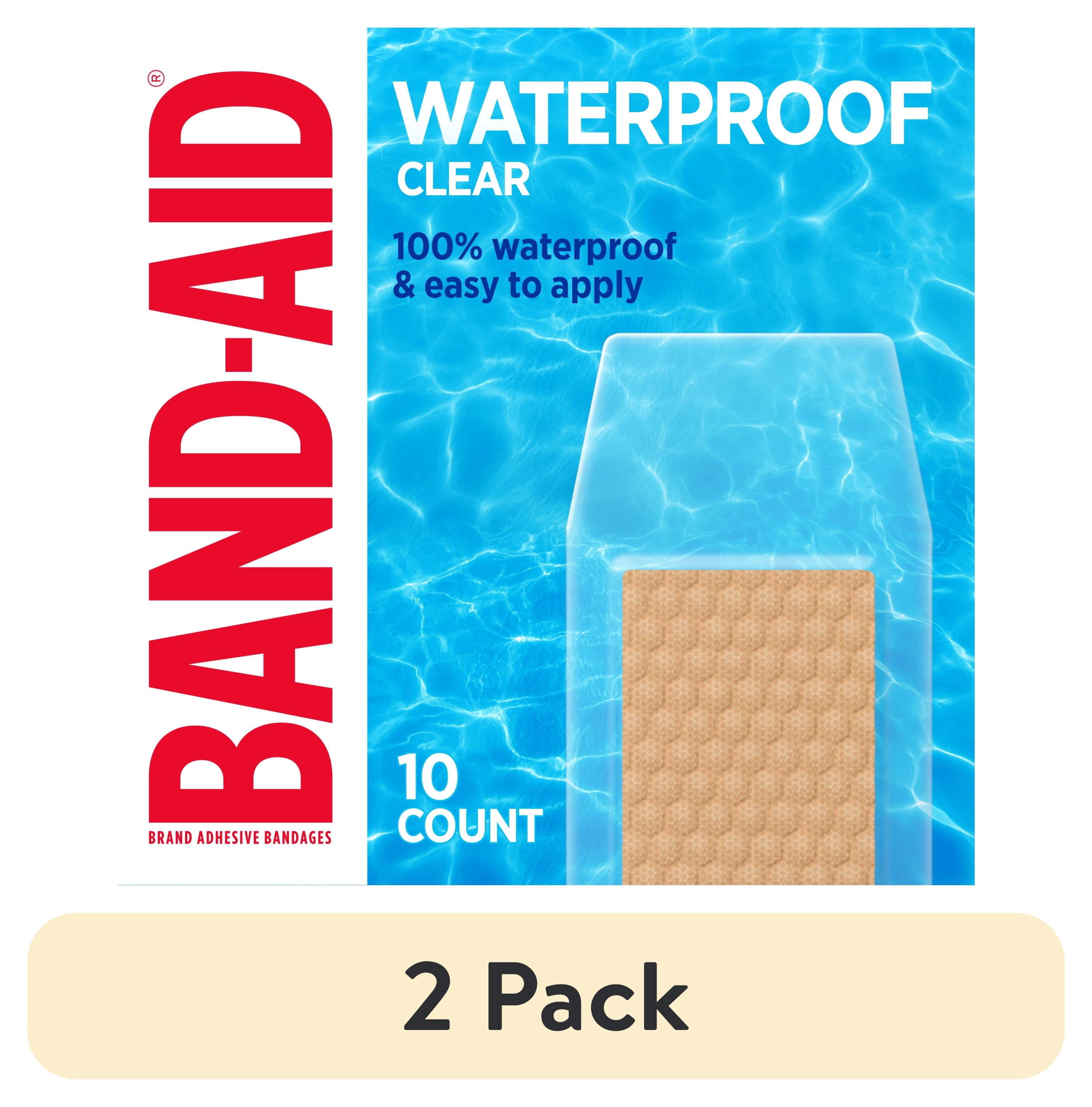 (2 pack) BAND-AID Brand Clear Waterproof Adhesive Bandages, Large, 10 Count