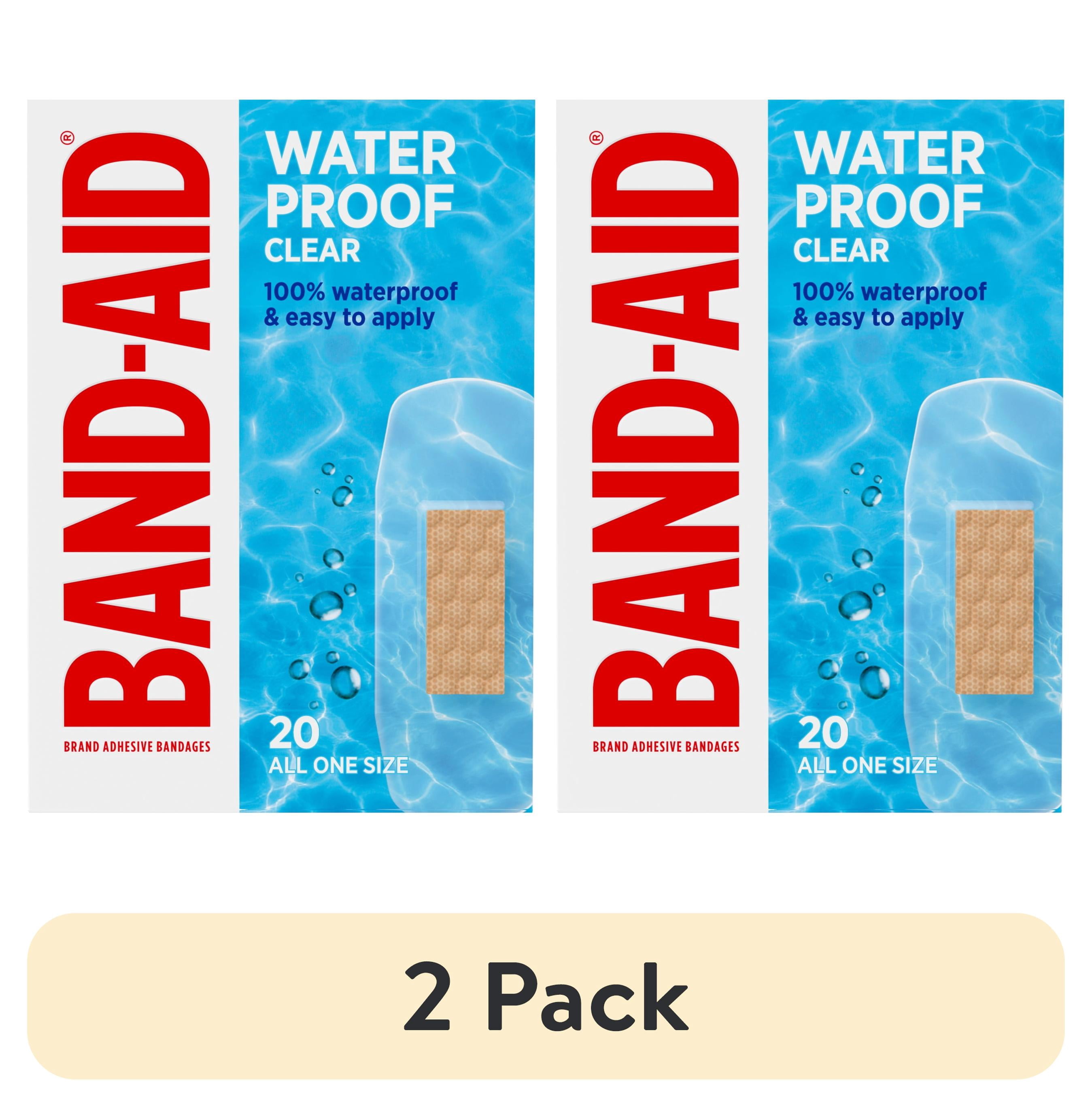 (2 pack) BAND-AID Brand Clear Waterproof Adhesive Bandages, One Size, 20 Count