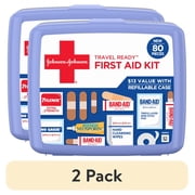 2 pack Band-Aid Brand Travel Ready Portable Emergency First Aid Kit, 80 Piece
