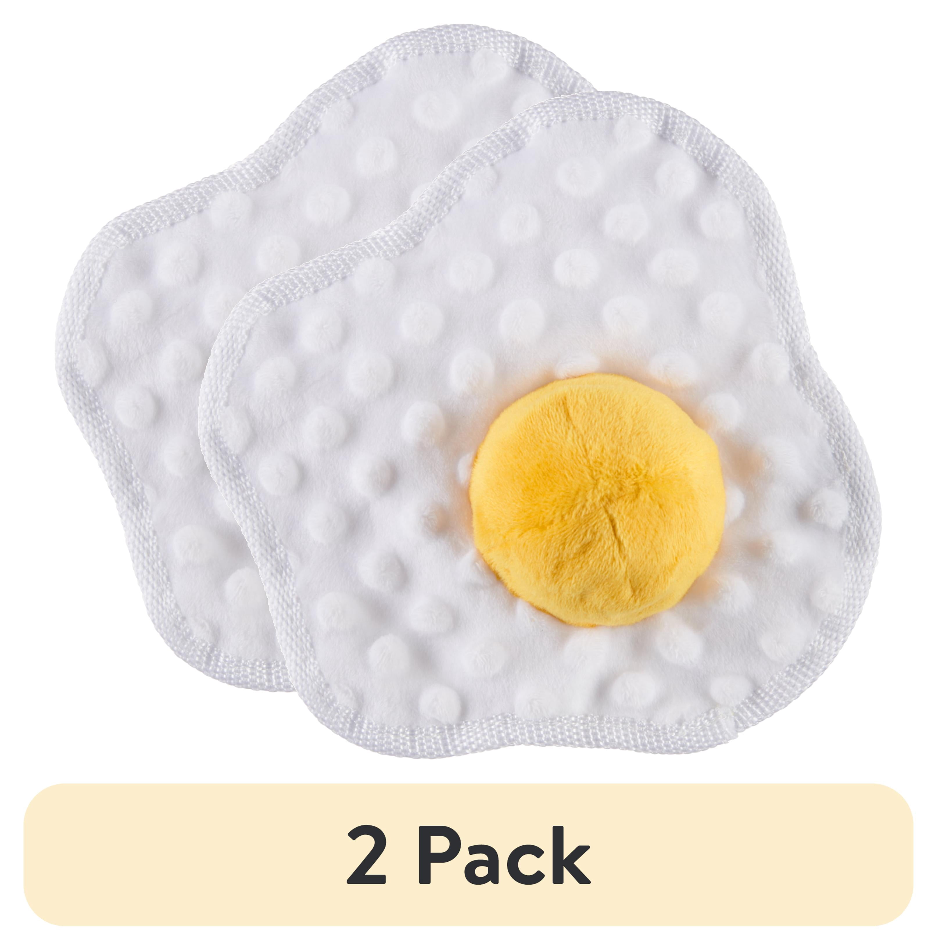 (2 pack) BARK Box Puppy Side Up Egg Crinkle Plush Toy with Hidden Squeaky Ball