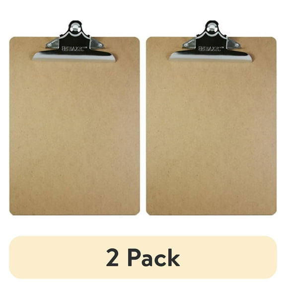 (2 pack) BAZIC Wood Clipboard 12.5" x 9" Sturdy Spring Clip Hardboard, 1-Pack