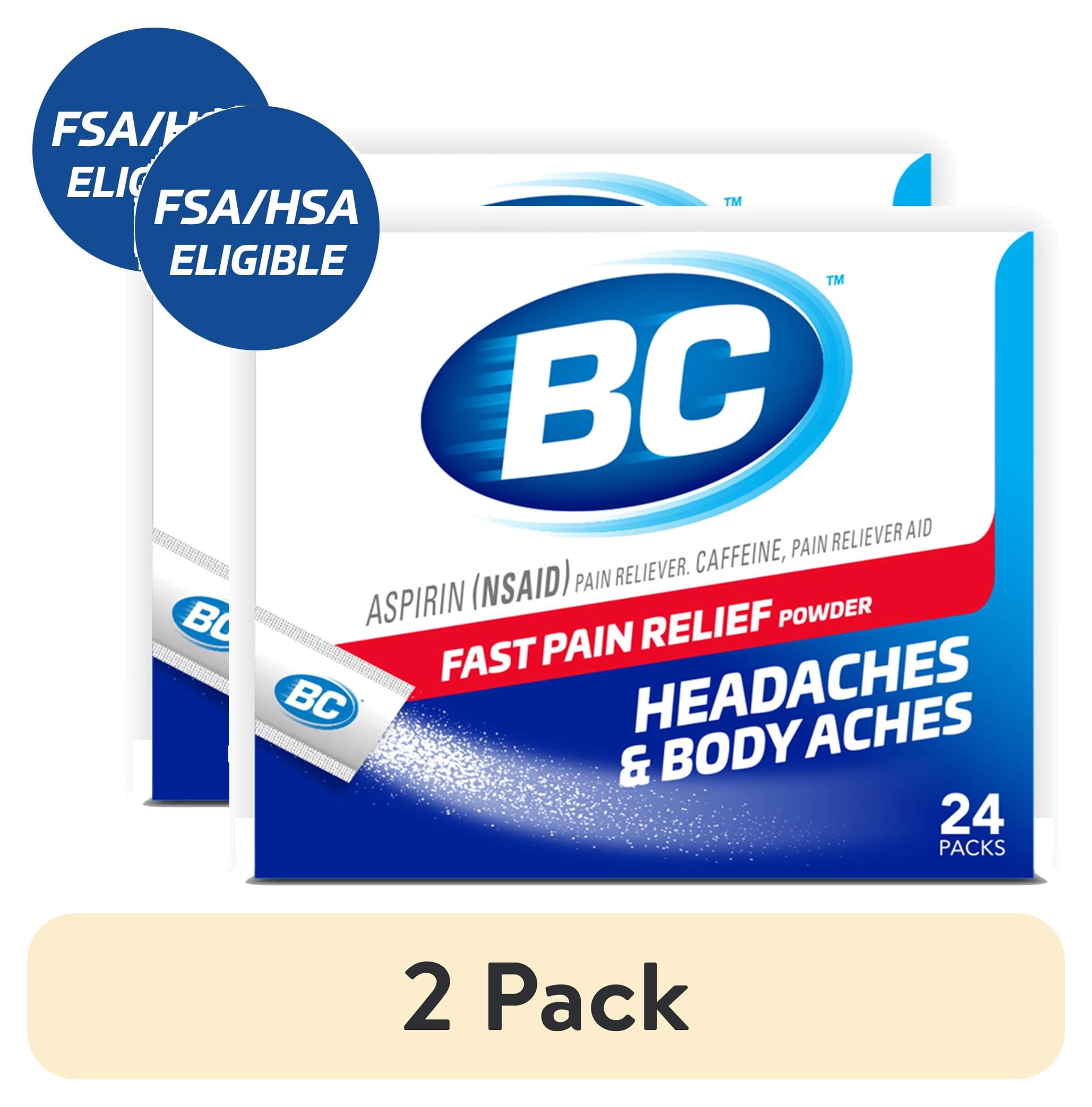 (2 pack) BC Powder Original Strength Pain Reliever, Aspirin Dissolve Packs, 24 Count