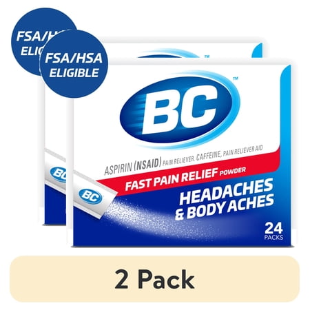 (2 pack) BC Pain Relief Powder, Original Strength Headache Relief with Aspirin & Caffeine, 24 Count