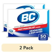 (2 pack) BC Powder Original Strength Pain Reliever, Aspirin Dissolve Packs, Body Aches & Pains Relief, 50 Ct