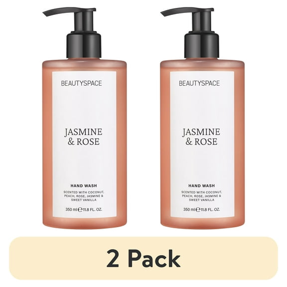(2 pack) BEAUTYSPACE Jasmine and Rose Liquid Hand Soap, 11.8 oz