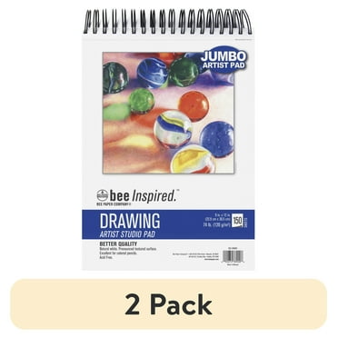 (2 pack) Bee Paper - 9" x 12" Studio Artist Drawing Pad, Spiral Bound, 150 Sheets, 74 lb. 120 GSM Paper