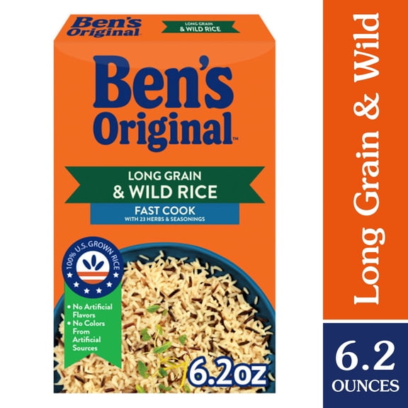 (2 pack) BEN'S ORIGINAL Long Grain Rice and Wild Rice, Fast Cook Rice, 6.2 OZ Box