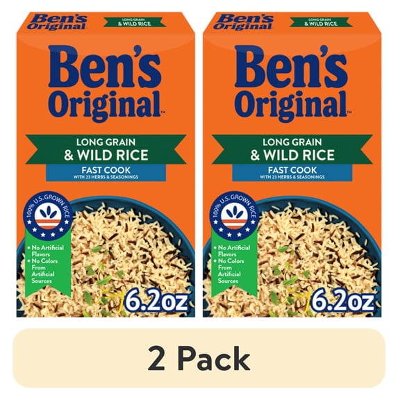 (2 pack) BEN'S ORIGINAL Long Grain Rice and Wild Rice, Fast Cook Rice, 6.2 OZ Box