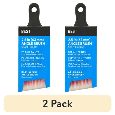 (2 pack) BEST 2.5" Polyester-Nylon Rubber Short Angle Brush
