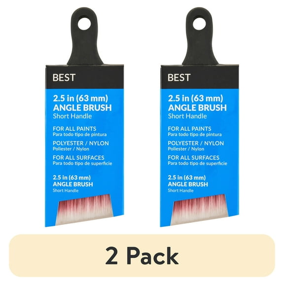 (2 pack) BEST 2.5" Polyester-Nylon Rubber Short Angle Brush