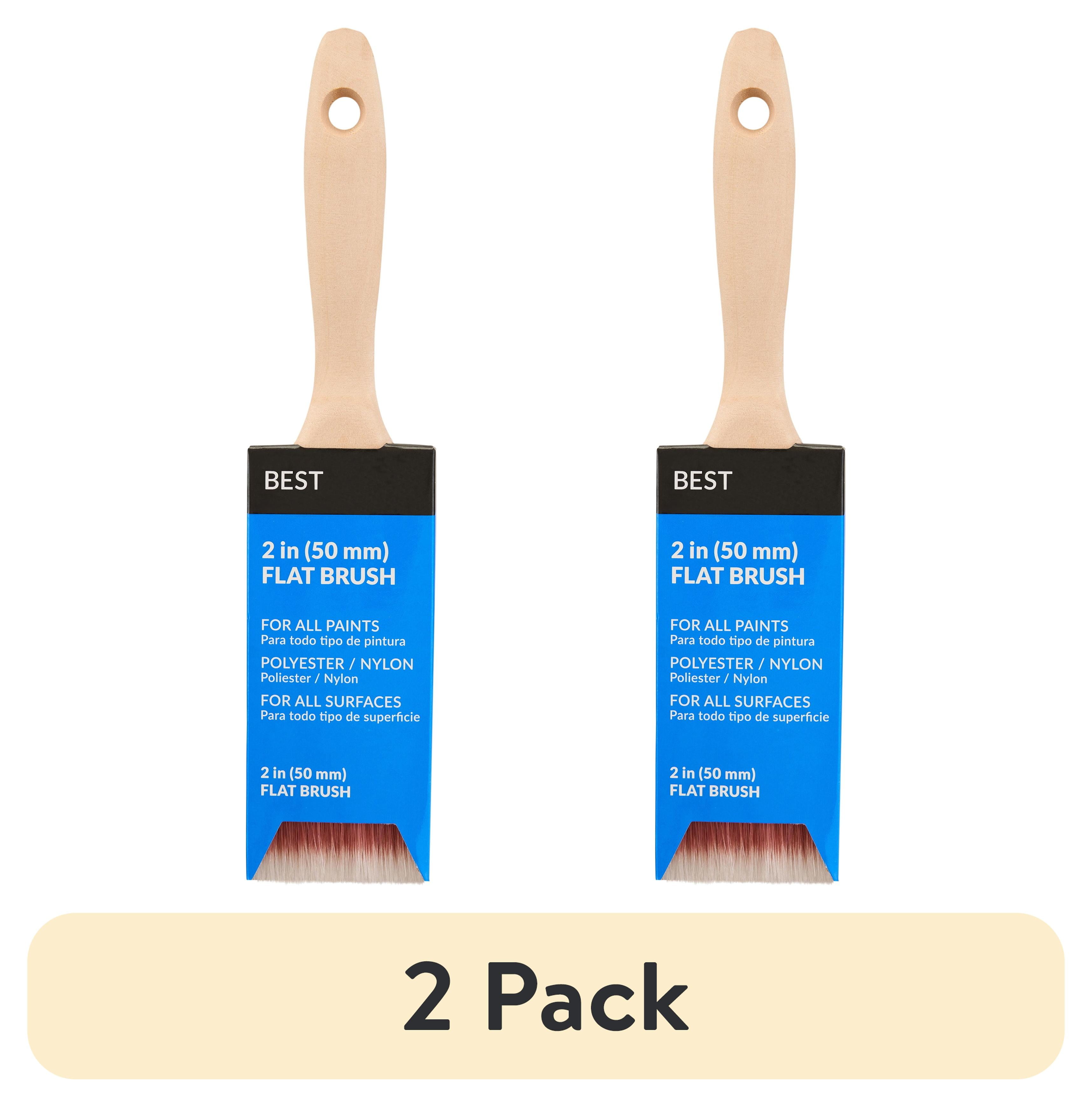 (2 pack) BEST 2" Polyester-Nylon Flat Brush