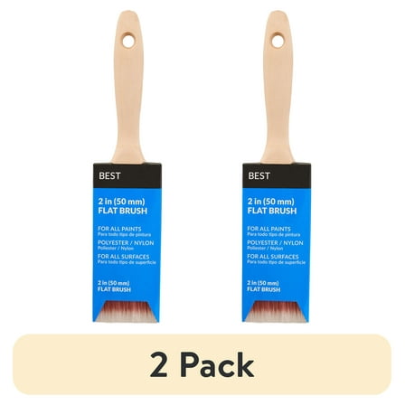 (2 pack) BEST 2" Polyester-Nylon Flat Brush