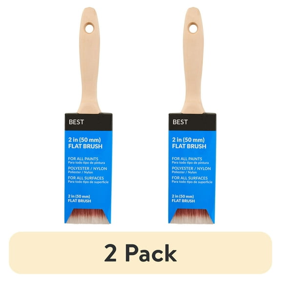 (2 pack) BEST 2" Polyester-Nylon Flat Brush