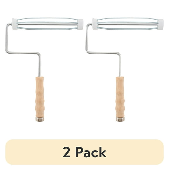 (2 pack) BEST by Linzer 9" Wood Handle Paint Roller 5-Wire Metal Cage Frame