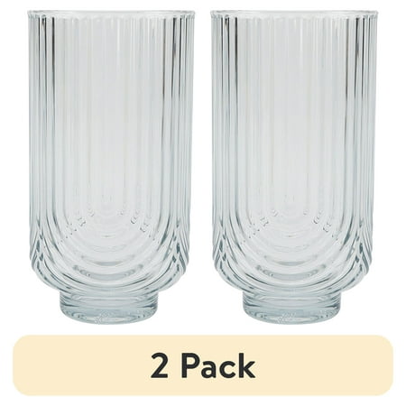 (2 pack) Better Homes & Gardens 21-Ounce Tritan Tall Ribbed Arch Tumbler, Teal