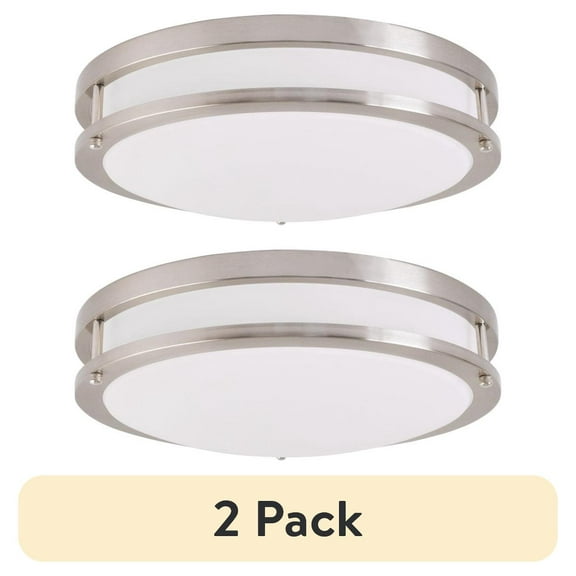 (2 pack) Better Homes & Gardens 14" LED Flush Mount Light, 5 Adjustable Color Temps, Indoor Use, ETL Certified, Energy Star Rated, Brushed Nickel