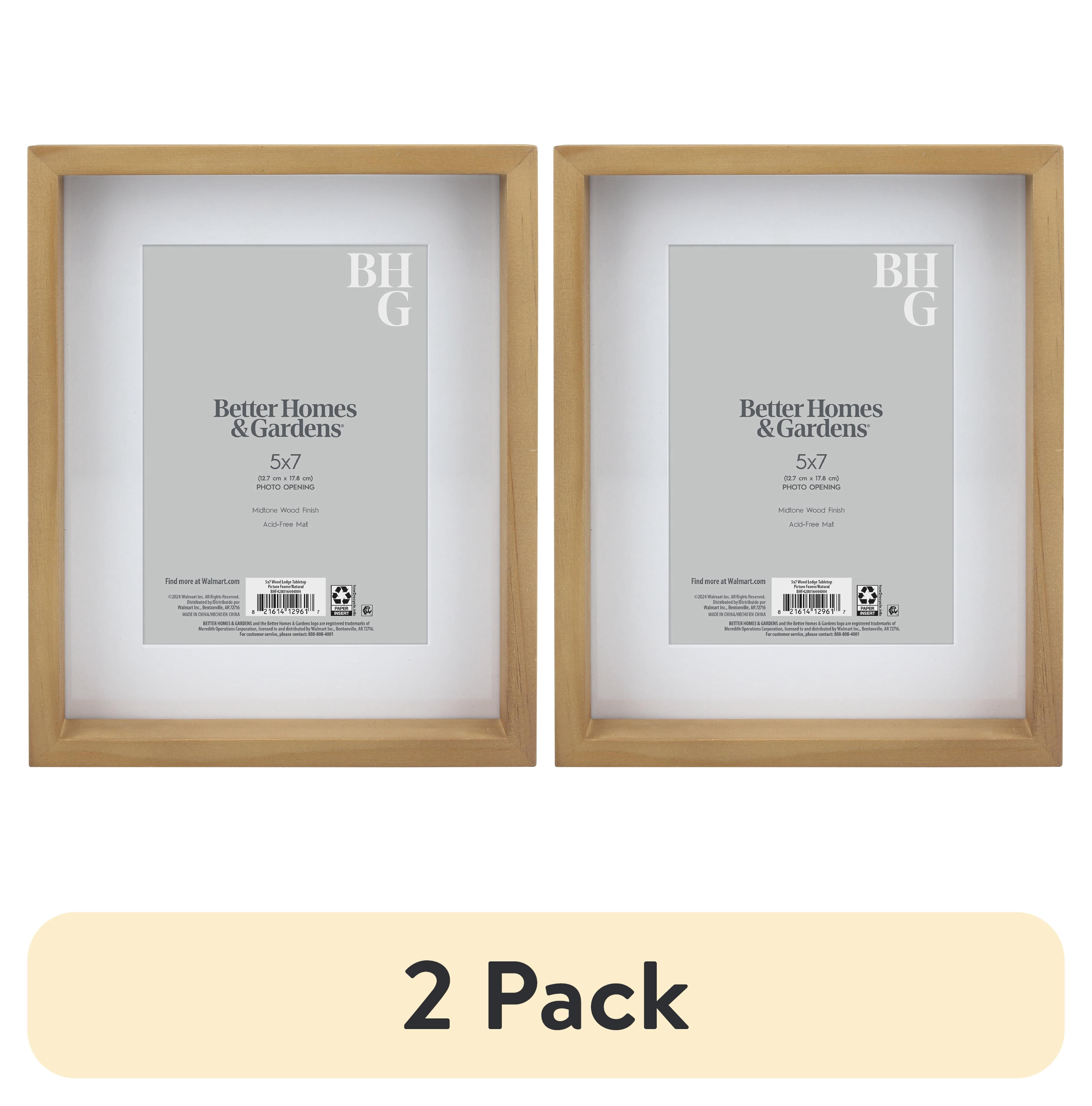 (2 pack) Better Homes & Gardens 4 x 6 Wood Ledge Tabletop Picture Frame, Light Wood