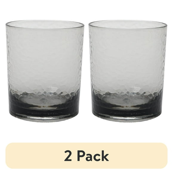 (2 pack) Better Homes & Gardens 14-Ounce Tritan Short Hammered Tumbler, Smoke