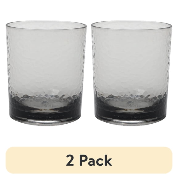 (2 pack) Better Homes & Gardens 14-Ounce Tritan Short Hammered Tumbler, Smoke