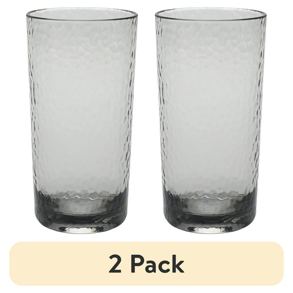 (2 pack) Better Homes & Gardens 16-Ounce Tritan Tall Hammered Tumbler, Smoke