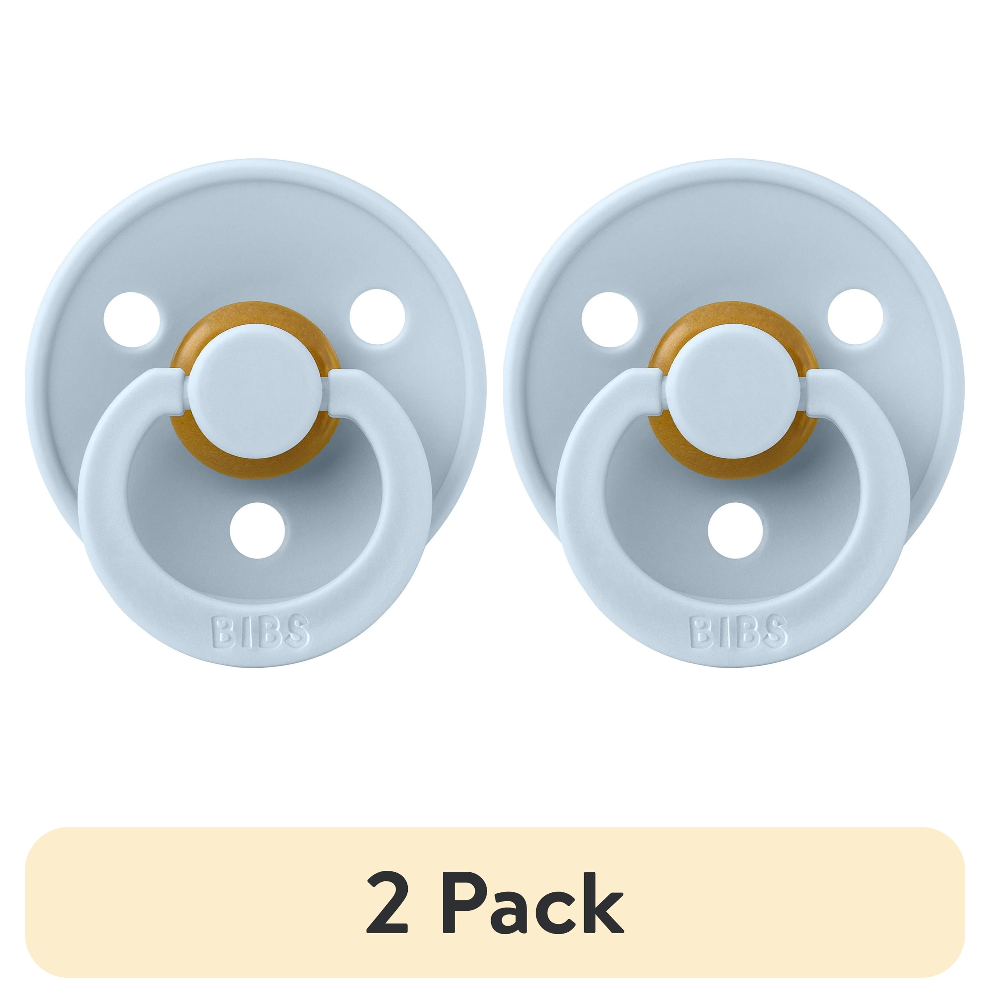 (2 pack) BIBS Colour, Natural Rubber Latex Pacifier Size 1, 0-6 Months, Baby Blue, Gender-Neutral, 1 Count