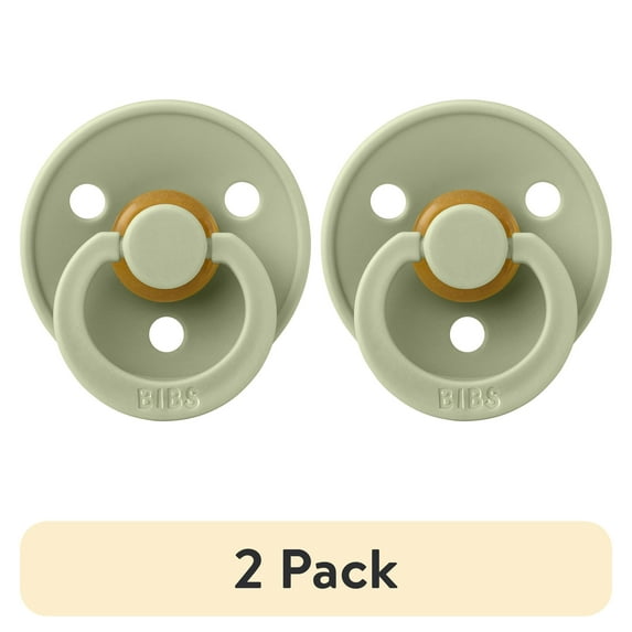 (2 pack) BIBS Colour, Natural Rubber Latex Pacifier Size 1, 0-6 Months, Sage, Gender-Neutral, 1 Count