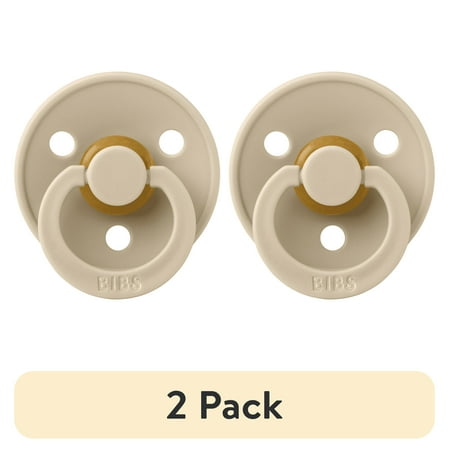 (2 pack) BIBS Colour, Natural Rubber Latex Pacifier Size 1, 0-6 Months, Vanilla, Gender-Neutral, 1 Count