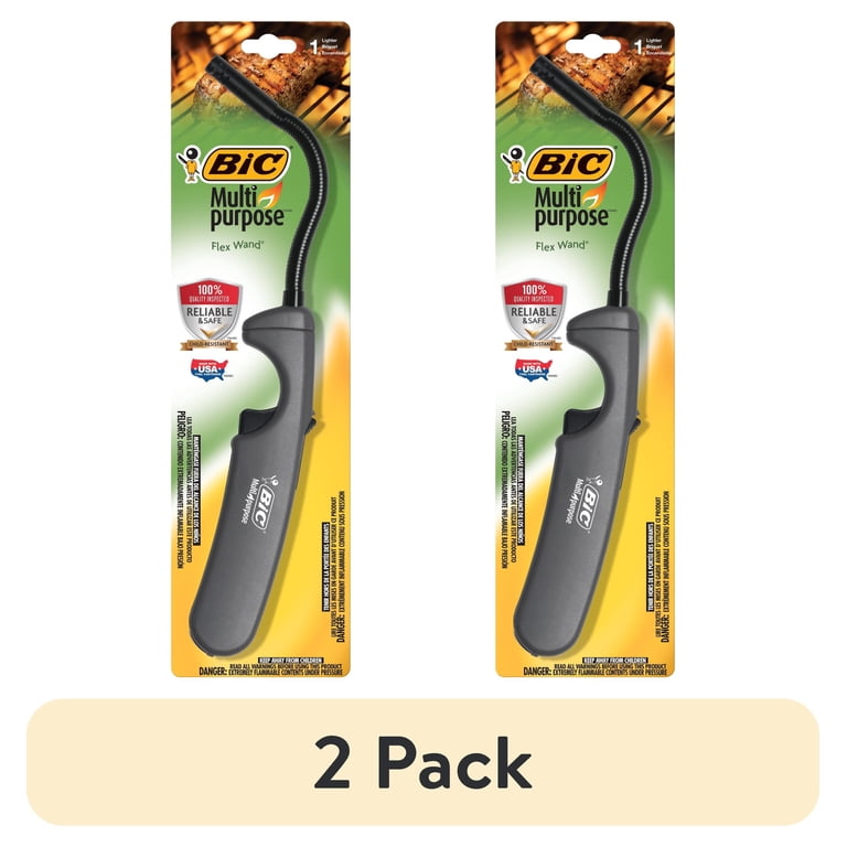 2 pack) BIC Multi-Purpose Flex Wand Lighters, Safe Flexible Metal