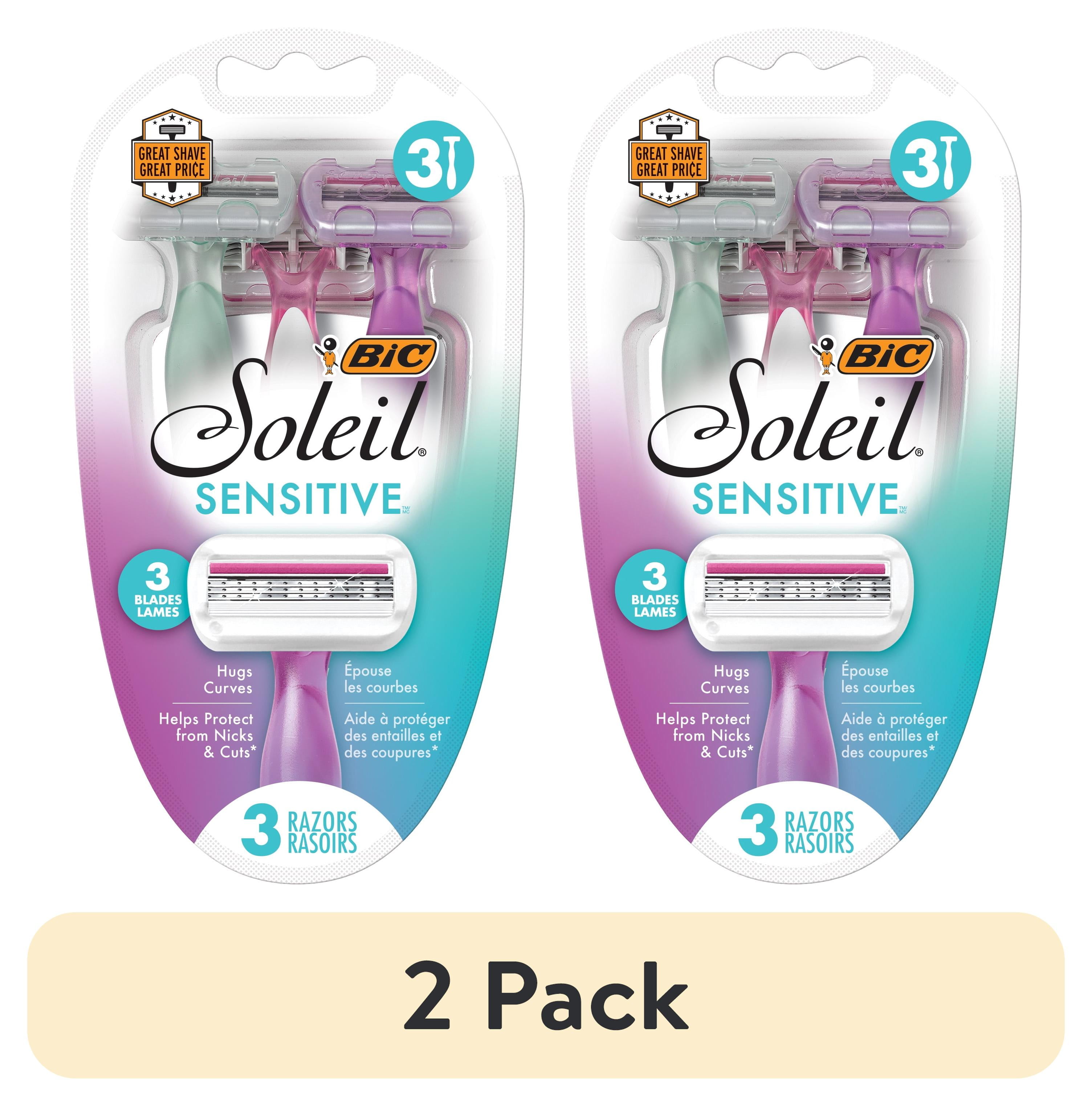 (2 pack) BIC Soleil Sensitive 3 Blade Women's Razor, Pack of 3 Disposable Razors