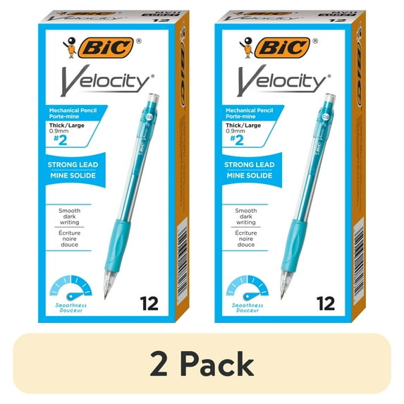 (2 pack) BIC Velocity Original Mechanical Pencil, Thick Point (0.9mm), 12-Count