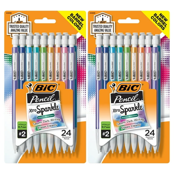 (2 pack) BIC Xtra Sparkle Mechanical Pencil, 0.7 mm, 24 Count