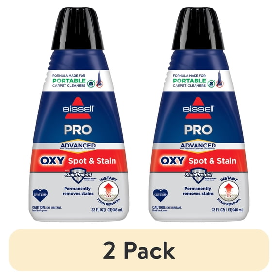 (2 pack) BISSELL Advanced Pro Oxy Spot and Stain Cleaner with StainProtect, Portable Deep Cleaning Formula, Fresh Scent, Removes Stains, Eliminates Odors, and Shield Carpets, 32 fl oz, 2038W