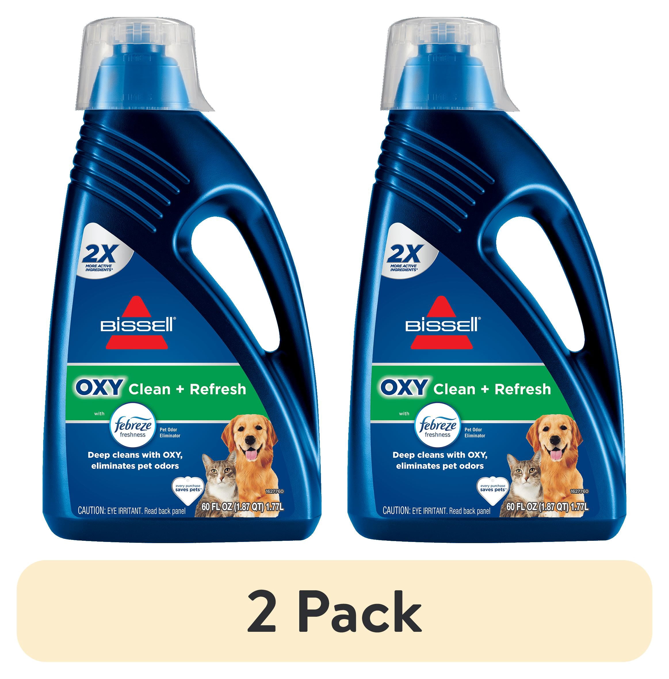 (2 pack) BISSELL OXY Clean + Refresh with Febreze Carpet Cleaning Solution, Fresh Scent, Best Paired with Upright Deep Cleaners, Deep Cleans with Oxy, Eliminates Pet Odors, 5959W, 60 fl oz