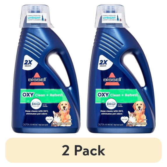 (2 pack) BISSELL OXY Clean + Refresh with Febreze Carpet Cleaning Solution, Fresh Scent, Best Paired with Upright Deep Cleaners, Deep Cleans with Oxy, Eliminates Pet Odors, 5959W, 60 oz